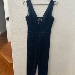 bebe Navy Denim slim fit Overalls